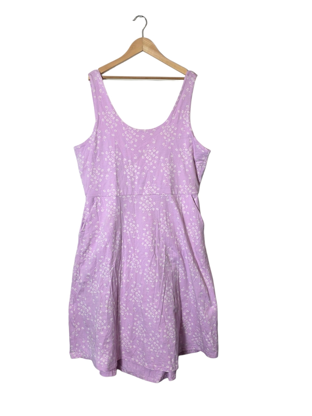 NWT Pact Jolene Tie Back Dress XL Lavendar Floral Organic Cotton Cottagecore